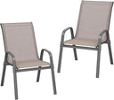Stackable Patio Dining Chairs Set with Wide Seat & Metal Frame