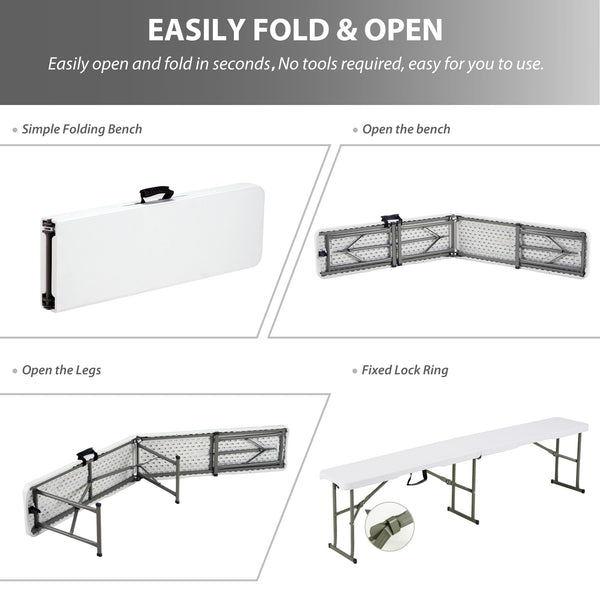 6ft Folding Bench with Carrying Handle & Lock