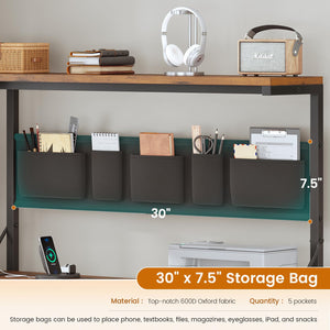 L-Shaped Desk with Hutch, 5 Drawers, Storage Shelves, Power Outlet & LED Lights