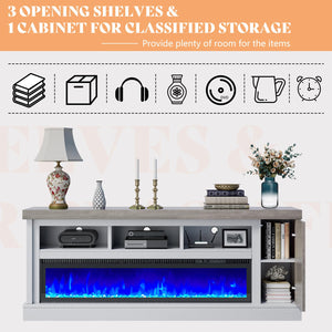 75" Farmhouse Fireplace TV Stand with 60" Electric Fireplace for TVs Up to 85"