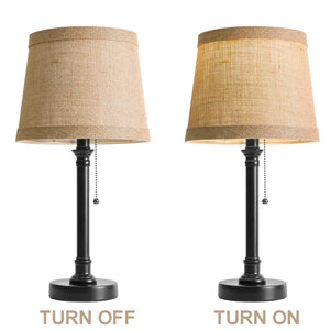 Small Pull Chain Table Lamp with Fabric Shade 19.5"