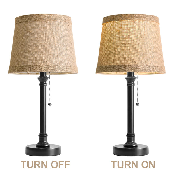 Small Pull Chain Table Lamp with Fabric Shade 19.5"