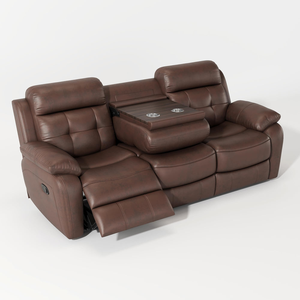 Manual Reclining Sofa with Drop-Down Table & Wireless Charger