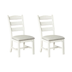Farmhouse Ladderback Dining Chairs Set of 2 with Upholstered Seat and Nailhead Trim