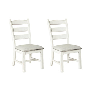 Farmhouse Ladderback Dining Chairs Set of 2 with Upholstered Seat and Nailhead Trim