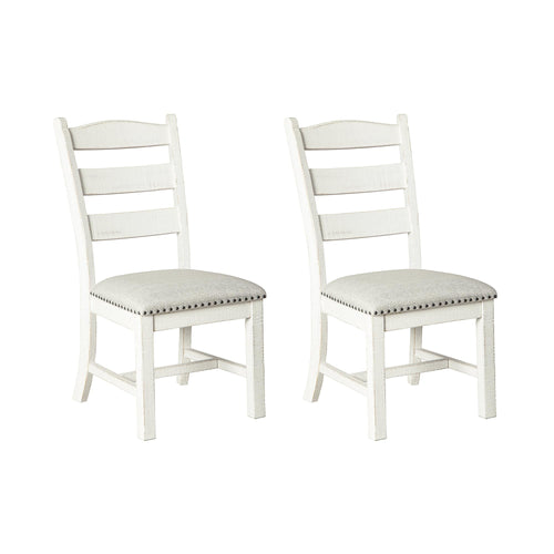Farmhouse Ladderback Dining Chairs Set of 2 with Upholstered Seat and Nailhead Trim