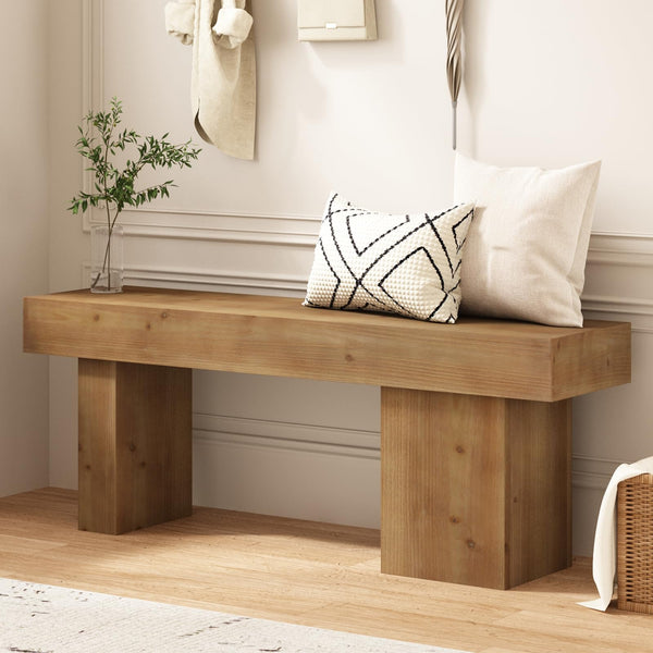 Farmhouse Solid Wood Entryway Bench 47.3"