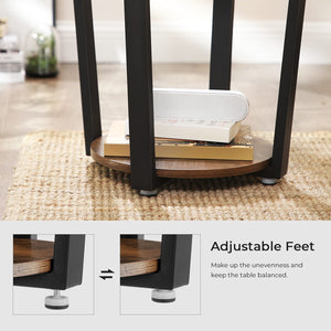 Round Side End Table 2-Tier with Storage Shelf