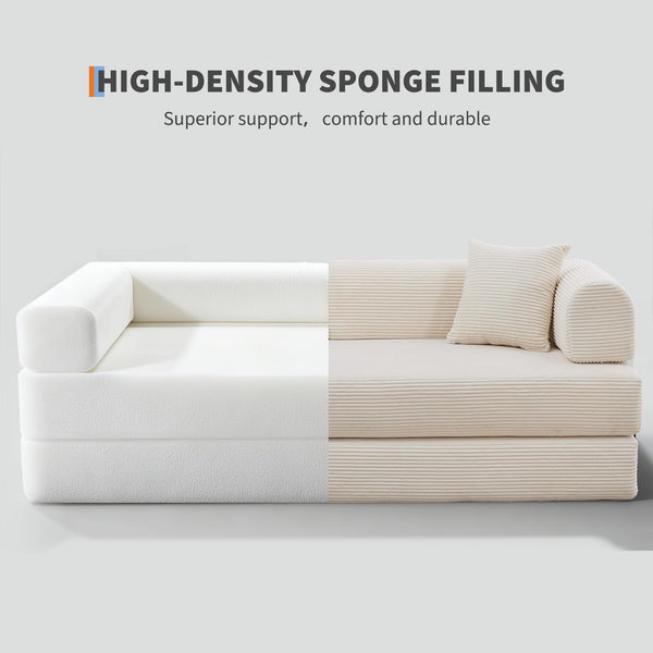 Convertible Sleeper Sofa Bed – Corduroy Folding Couch with Pillow