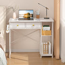 Small Computer Desk with Drawers & Storage Shelves
