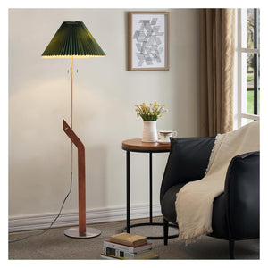 Mid-Century Modern Adjustable Floor Lamp with Pleated Shade