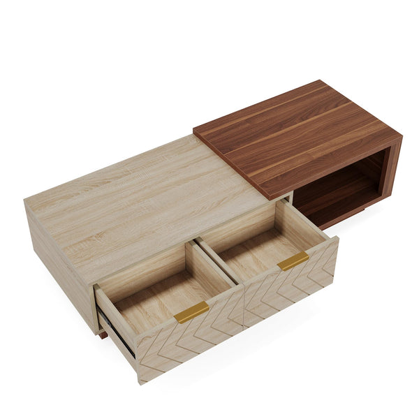 Extendable Coffee Table with Storage Drawers & Sliding Tabletop