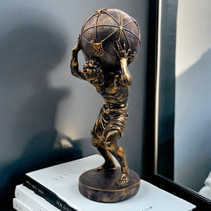 Greek Atlas Statue Bronze Resin Sculpture 16.5 Inch
