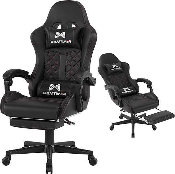High Back Gaming Chair with Footrest & Lumbar Support