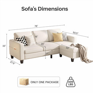 L-Shaped Sectional Sofa with Storage Ottoman