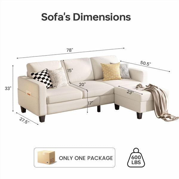 L-Shaped Sectional Sofa with Storage Ottoman