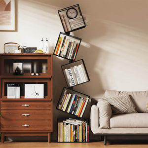 5-Tier Geometric Metal Bookshelf
