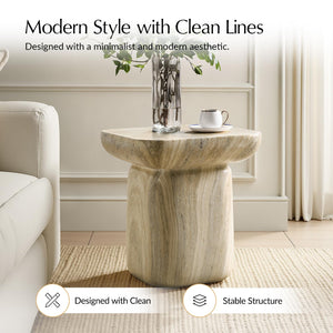 Concrete Pedestal Side Table with Faux Marble Finish