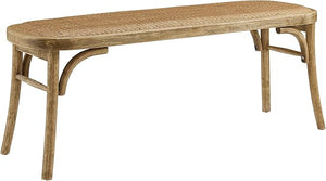White Bentwood Bench with Rattan Seat