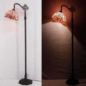 Tiffany Floor Lamp Pink Baroque Stained Glass 64" Gooseneck Reading Light