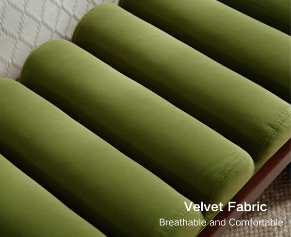 Upholstered Bedroom Bench with Cylindrical Cushion