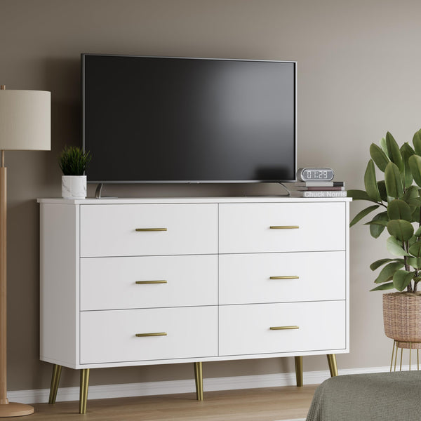 6-Drawer Wood Dresser with LED Light