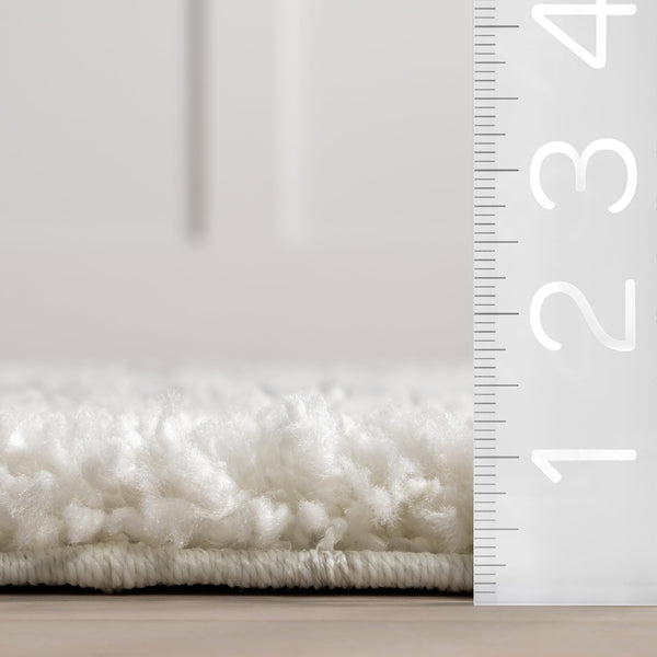 Moroccan Trellis Shag Area Rug 5x8 – Polypropylene, White/Grey