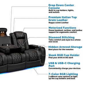 3-Seat Power Recliner with Center Console