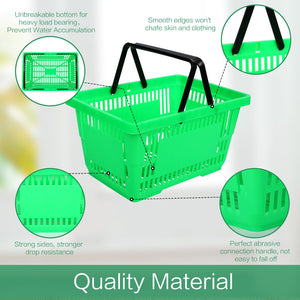 Stackable Plastic Shopping Baskets with Handles – Set of 12