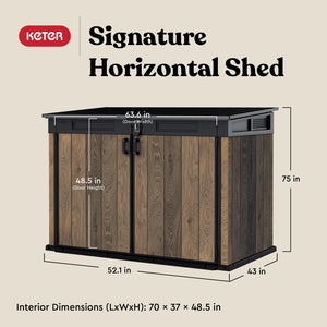Outdoor Horizontal Storage Shed with Lockable Double Doors, Ventilation & 533-Gallon Capacity