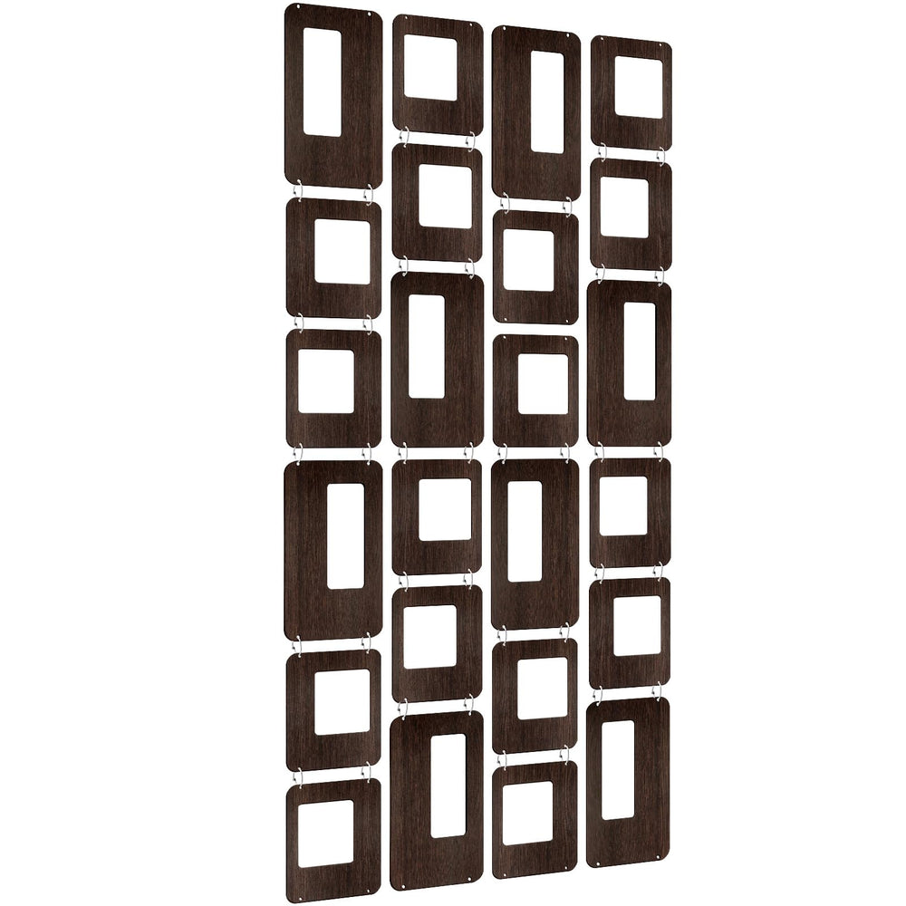 Geometric Wood Wall Panel Divider Set – 24 Panels, Brown