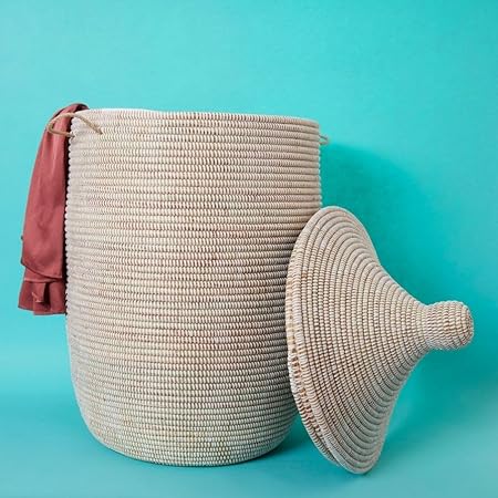 Large Wicker Storage Basket with Lid