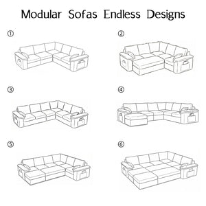 112" Modular Cloud Sectional Sofa, 6-Seater Chenille, Storage Ottoman