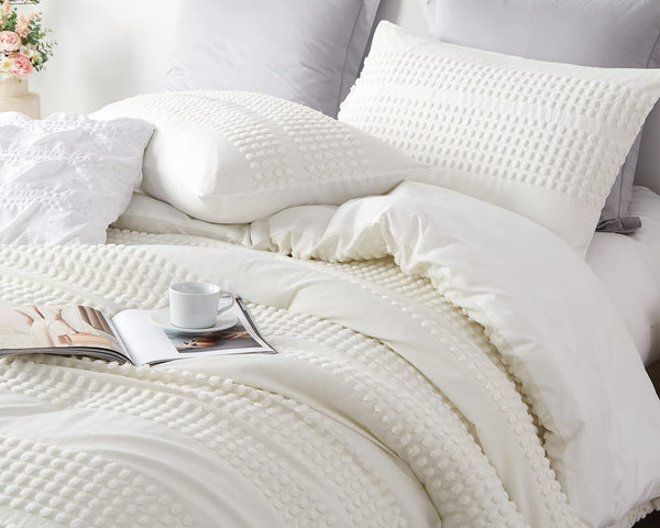 Boho Tufted Comforter Set with Pom-Pom Trim | Queen & King