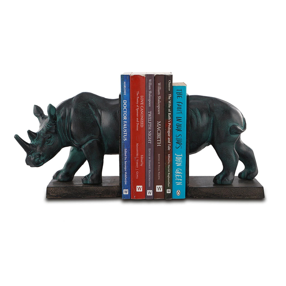 Cast Aluminum Rhinoceros Bookends