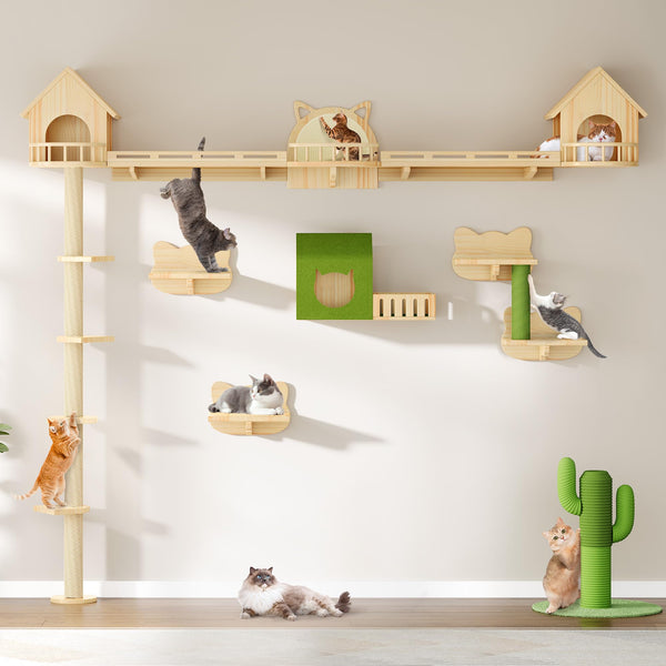 Cat Wall Shelves Floor to Ceiling Tower with Scratching Posts