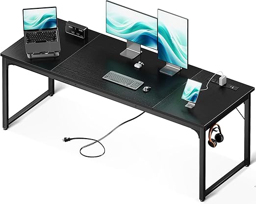 71 Inch Computer Desk with USB Ports & Power Outlets