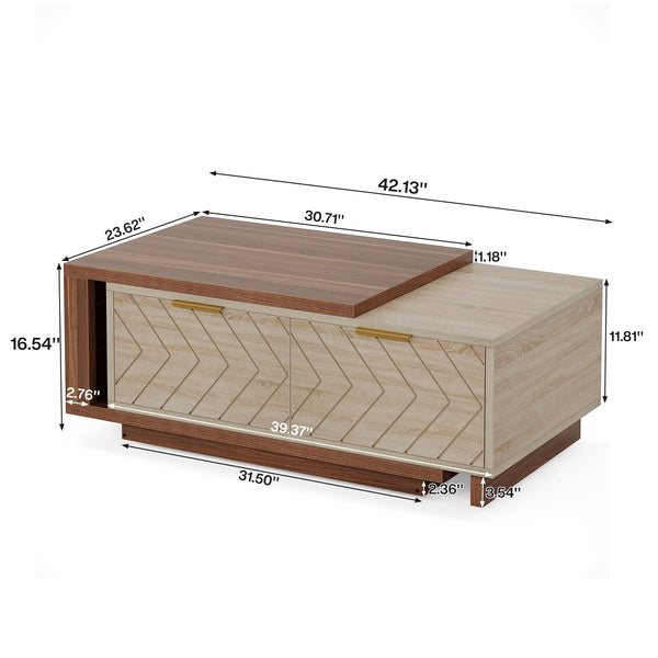 Extendable Coffee Table with Storage Drawers & Sliding Tabletop