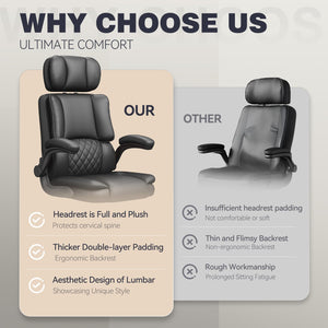 High-Back Ergonomic Office Chair with Adjustable Headrest & Flip-Up Armrests