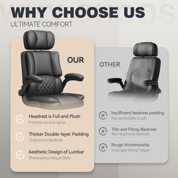 High-Back Ergonomic Office Chair with Adjustable Headrest & Flip-Up Armrests