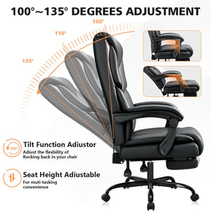 400lb Big & Tall Reclining Office Chair with Footrest