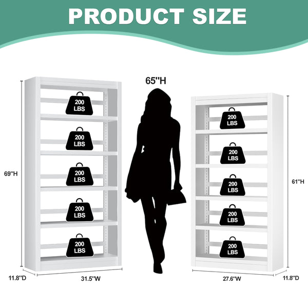 5-Tier Adjustable Metal Bookshelf