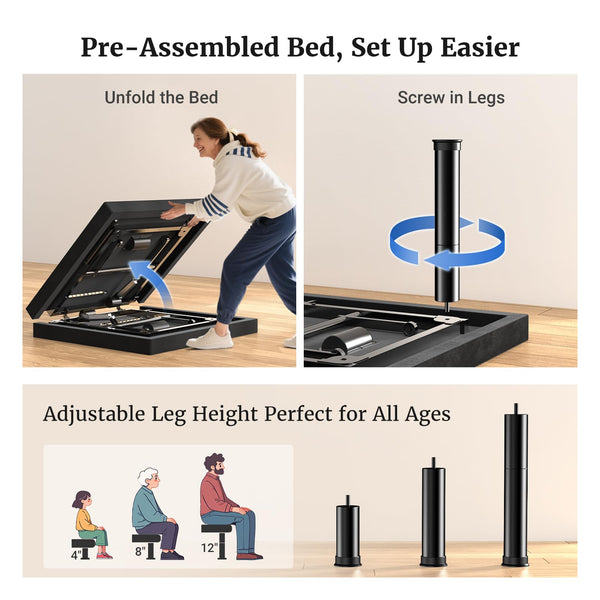 Luxury Adjustable Bed Frame with Massage & Remote