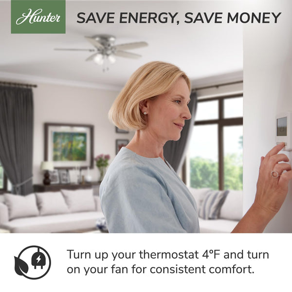 44-Inch Flush Mount Ceiling Fan with LED Light
