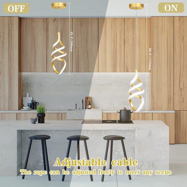 Brushed Gold LED Pendant Light – Dimmable, 3-Color Temperature