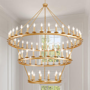 Wagon Wheel Chandelier 60-Inch Multi-Tier Metal Ceiling Light