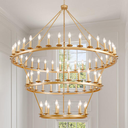 Wagon Wheel Chandelier 60-Inch Multi-Tier Metal Ceiling Light