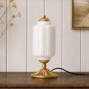 Milk Glass Touch Table Lamp with 3-Way Dimmable Lighting & USB Charging Ports