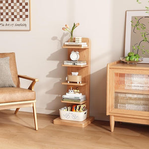 5-Tier Solid Wood Narrow Bookshelf