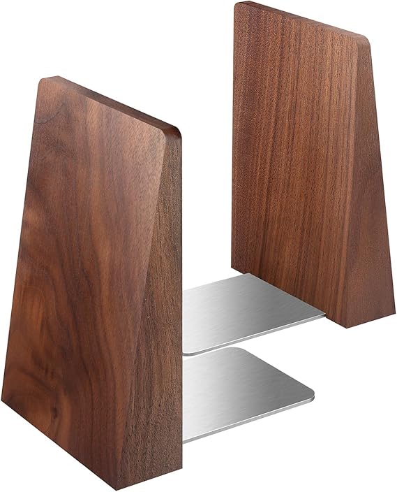 Wooden Bookends with Non-Slip Base